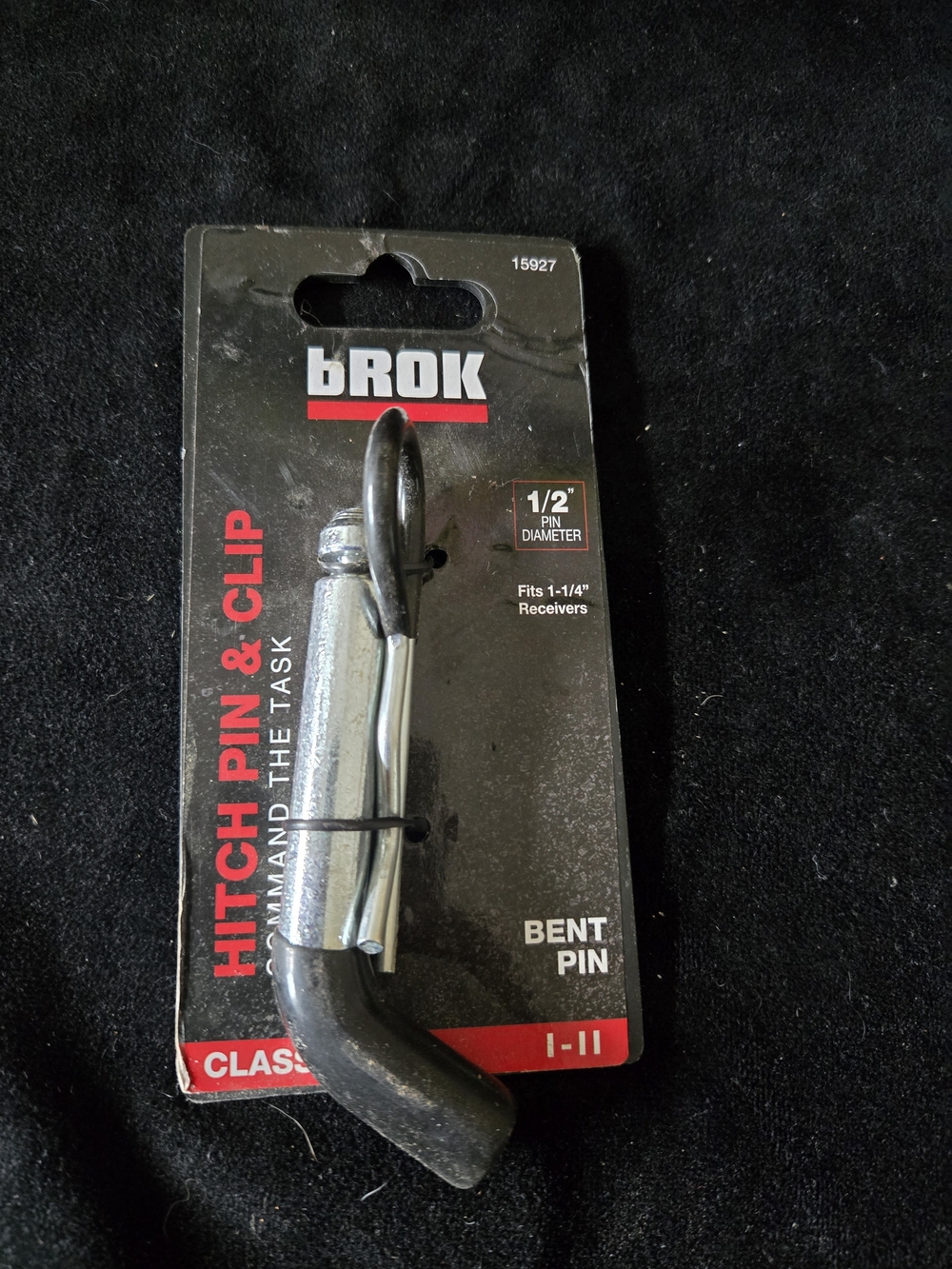 Brok Hitch Pin & Clip - Black/Silver 1/2" Diameter